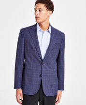 Brooks Brothers Mens Classic fit Sport Coat Blazer 40 R Navy Blue Plaid Stretch