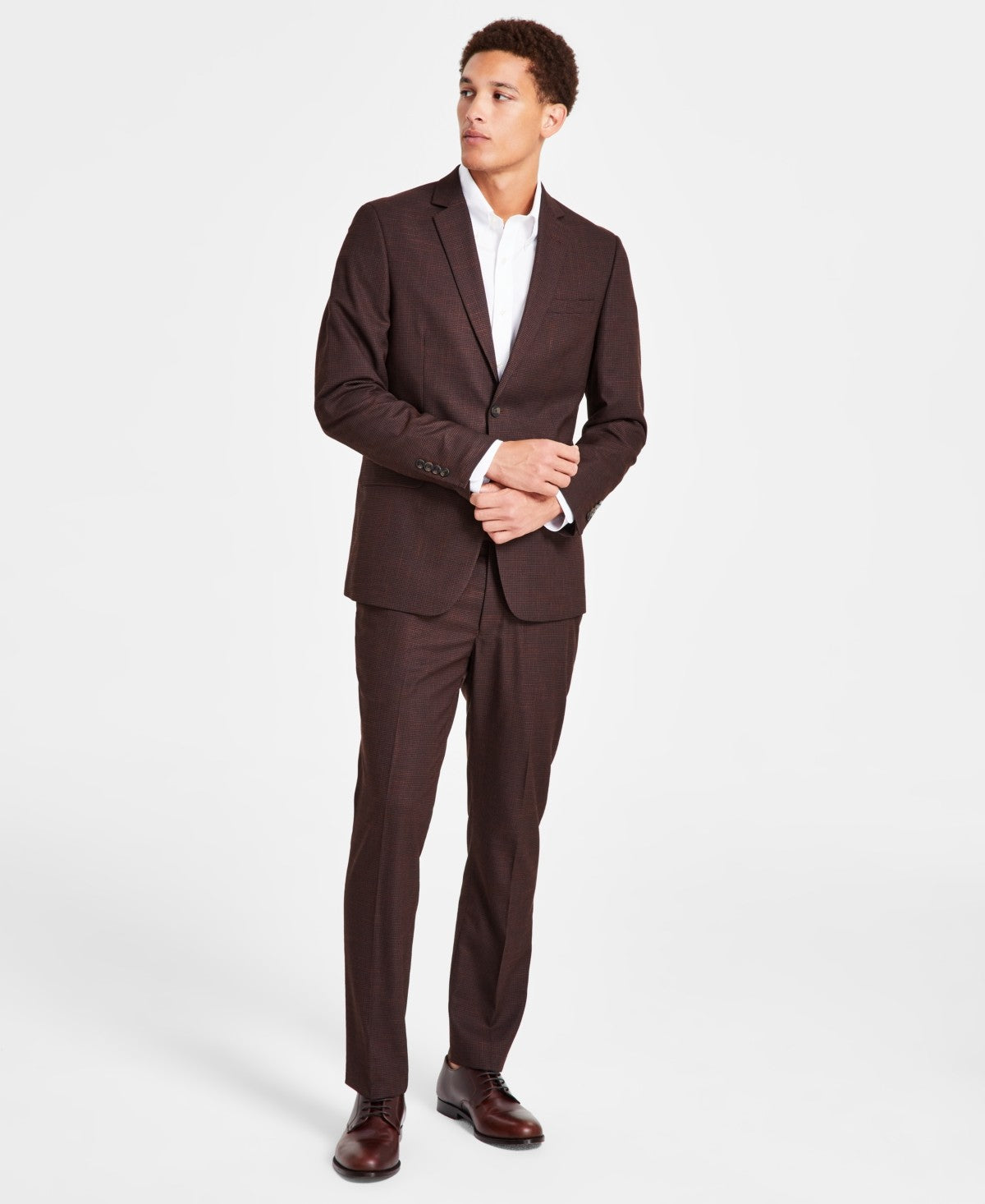 Nick Graham Mens Slim Fit Dress Pants 36 X  34  Rust Check NGF4408BLEE