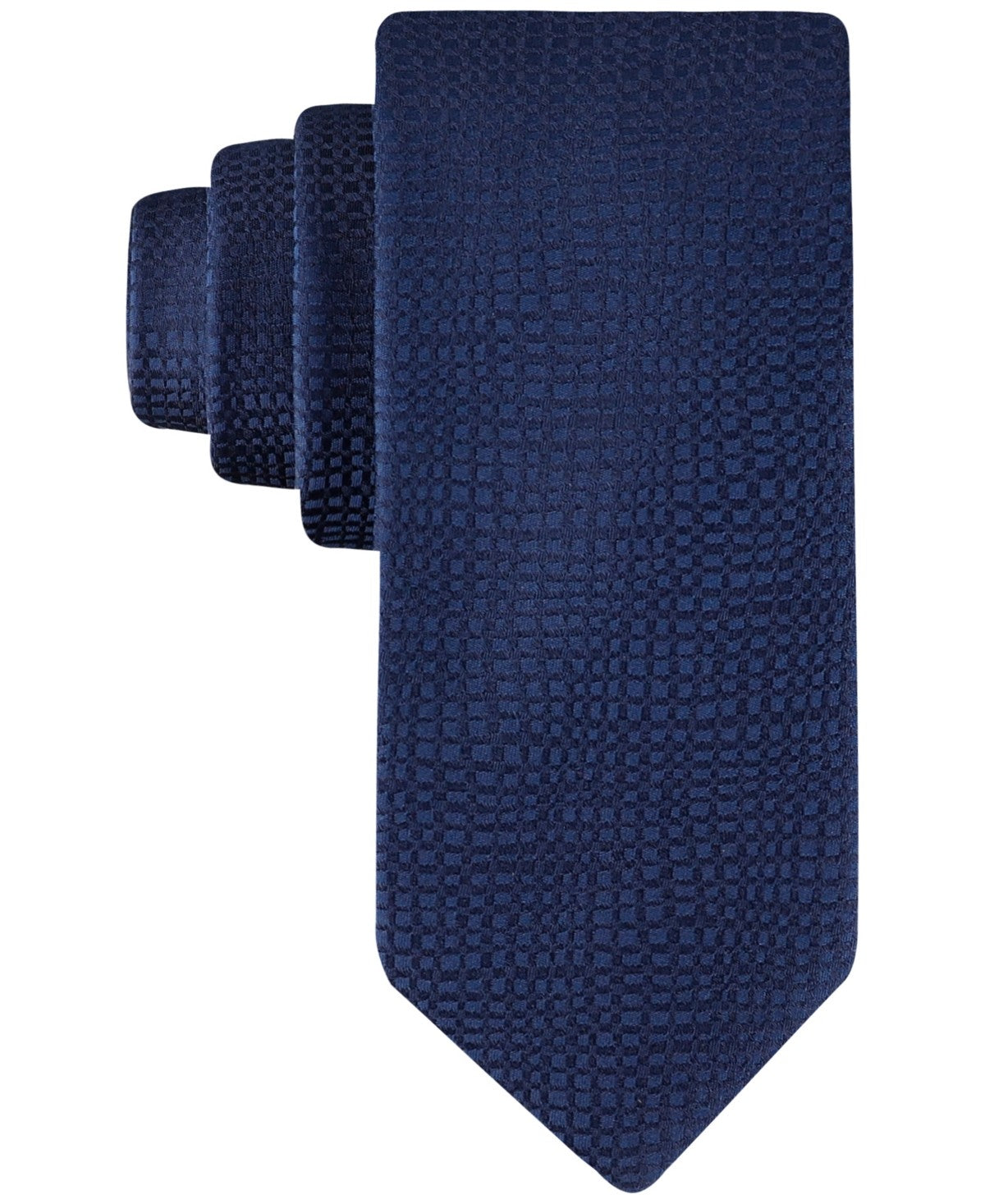 Calvin Klein Mens Classic fit Tie Necktie One Size Navy Blue Distorted Grid