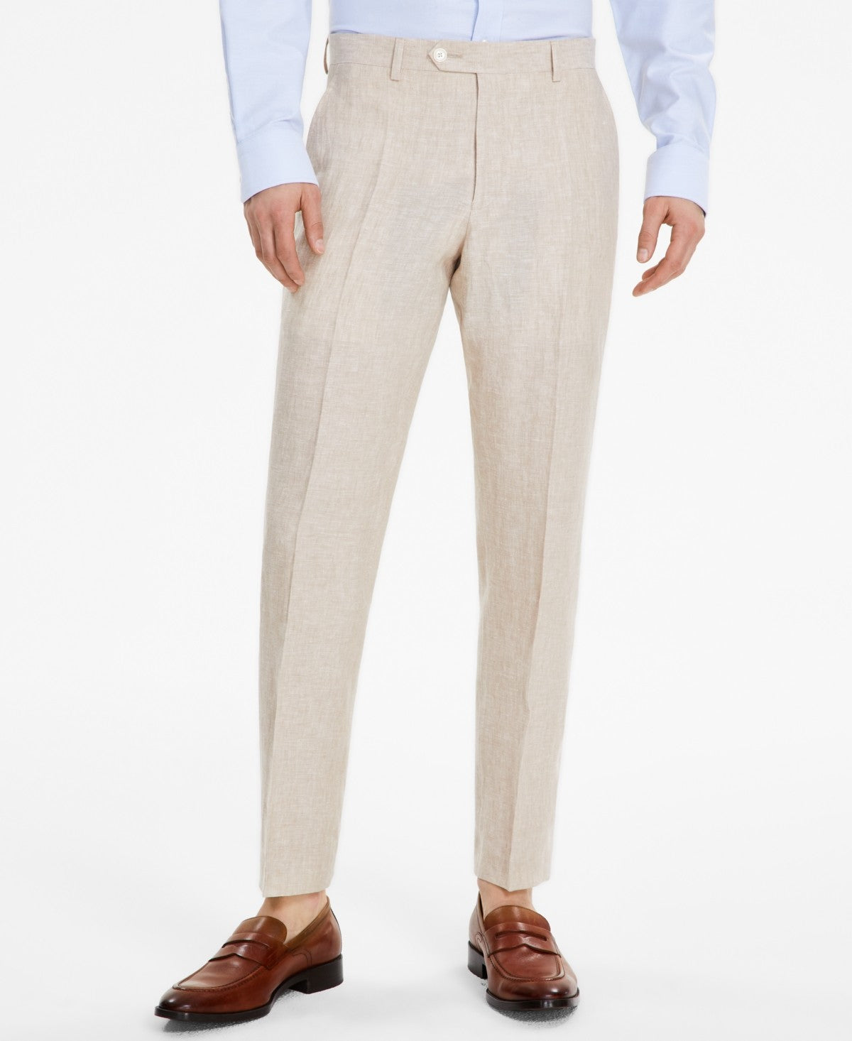 Tommy Hilfiger Mens Modern fit Dress Pants 48 / 30 Beige Solid Linen