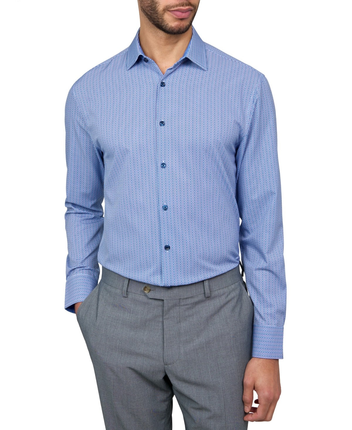 Construct Men Slim fit Dress Shirt Medium 15-15.5 33 White Geometric