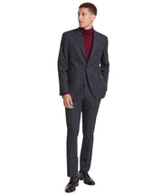 Dkny Mens Modern fit 2 Piece Suit 44 L / 37 Waist Charcoal Gray Plaid Stretch