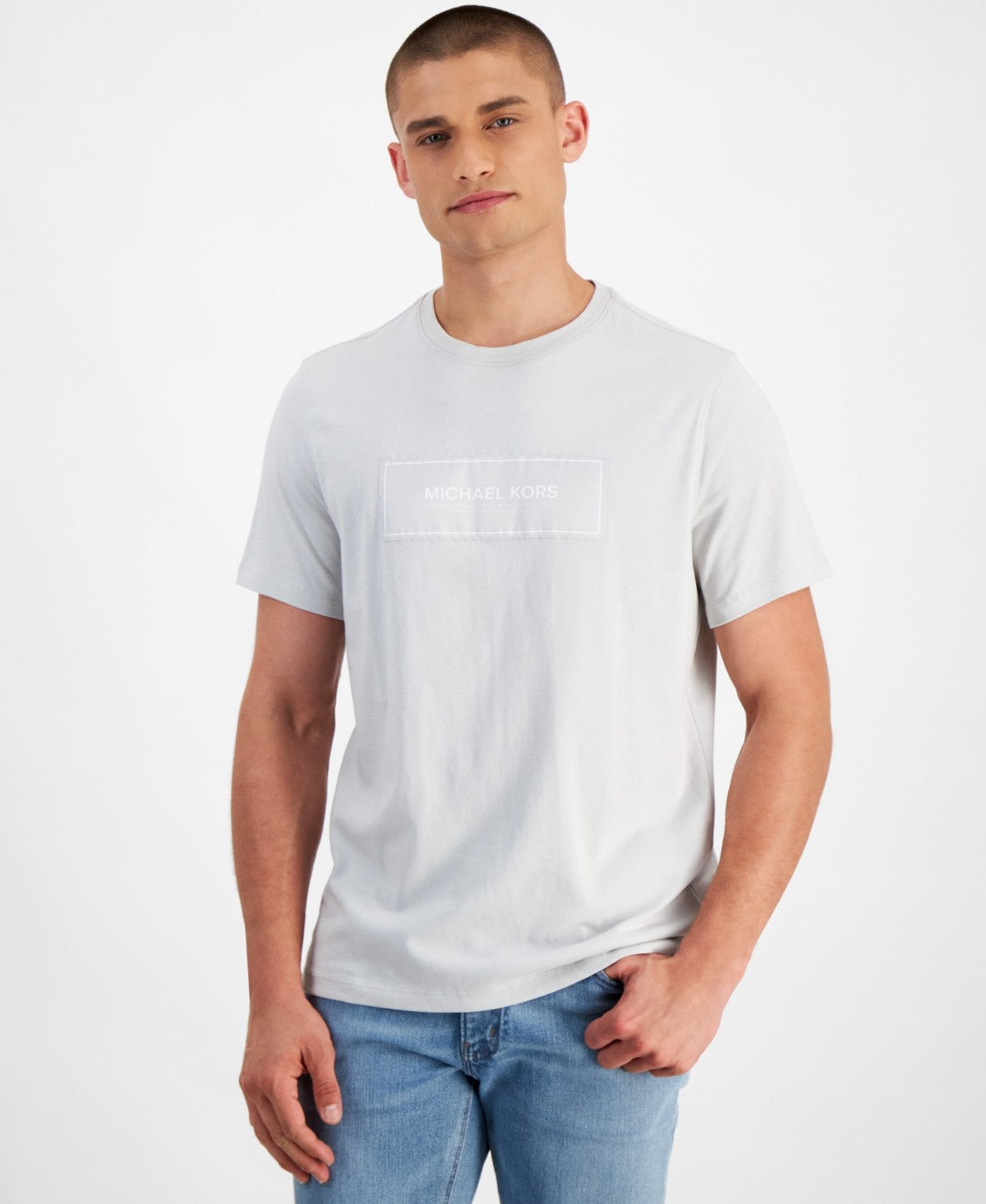 Michael Kors Mens Regular fit Short Sleeve T-Shirt Shirt Medium Grey Solid