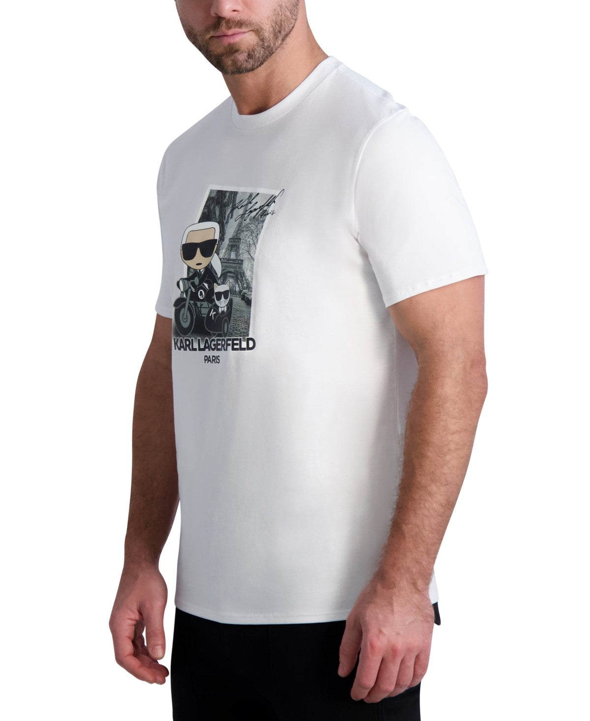 Karl Lagerfeld Paris Mens Regular fit Short Sleeve T-Shirt Shirt XL White Solid