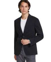 Calvin Klein Mens Slim fit Knit Sport Coat Blazer 40 L Black Solid