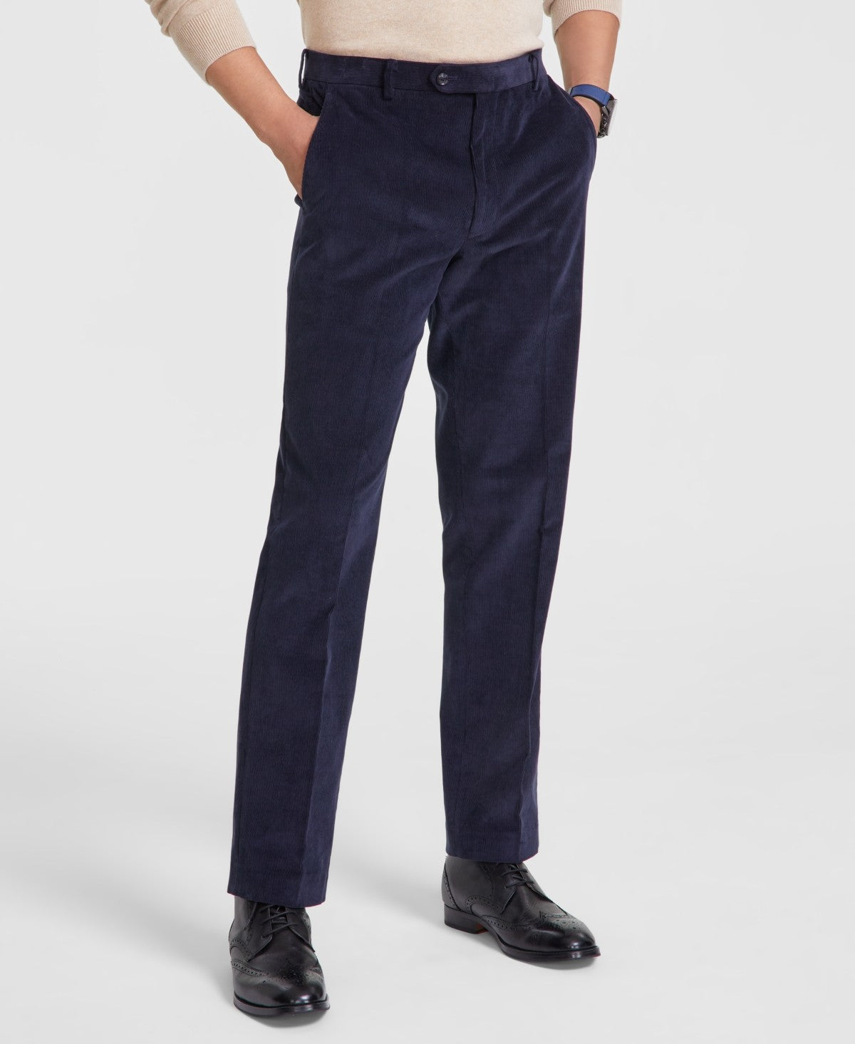 Tommy Hilfiger Mens Modern fit Cotton Dress Pants Corduroy 38 / 30 Navy Blue Solid
