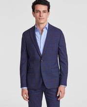Bar Iii Mens Slim fit Suit Jacket Blazer 42 S Blue Tan Plaid