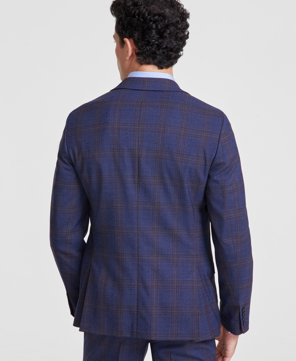 Bar Iii Mens Slim fit Wool Suit Jacket Blazer 38 L Blue Plaid