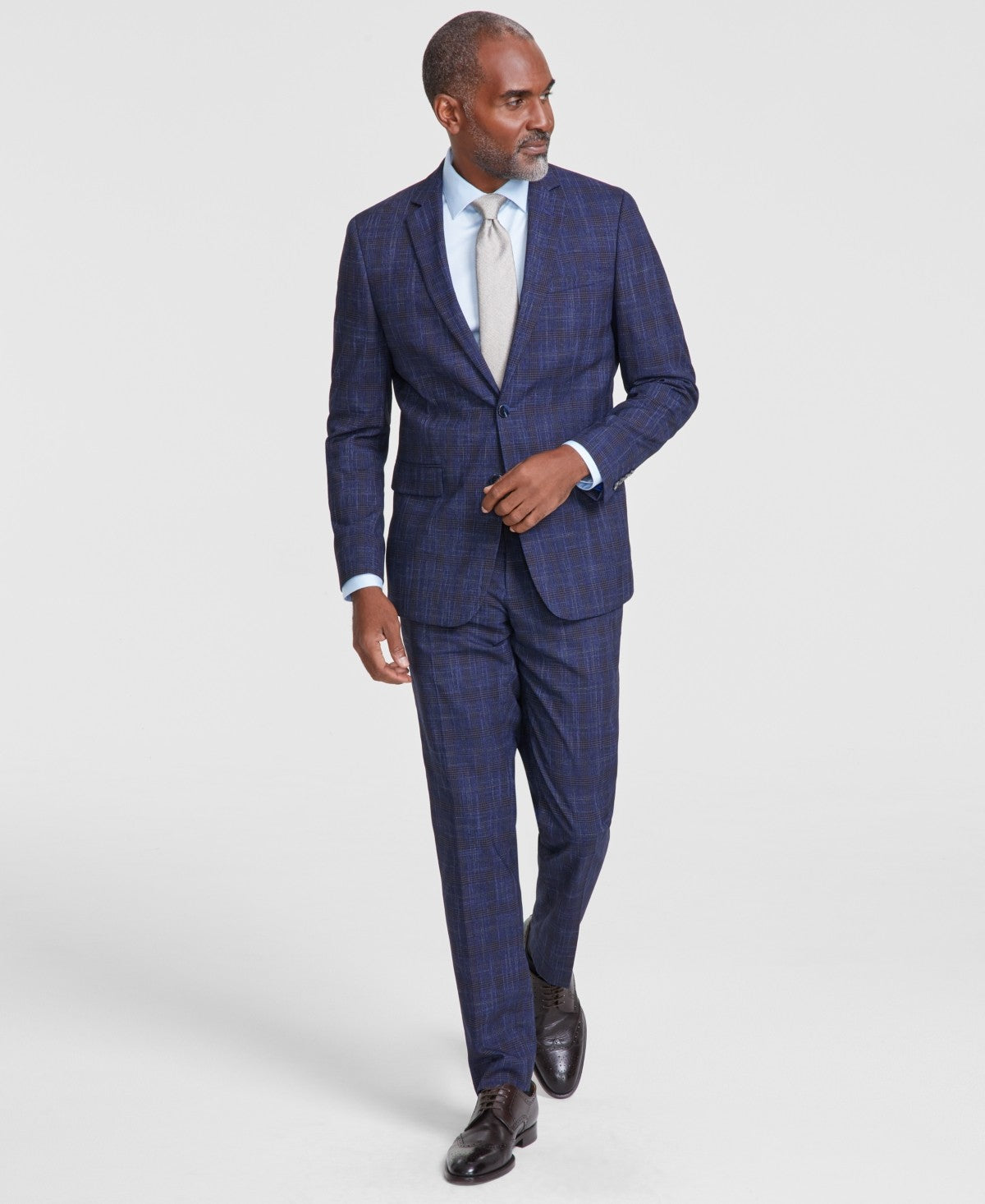 Nick Graham Mens Slim fit 2 Piece Suit 44 L / 38 Waist Blue Plaid