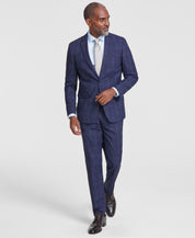 Nick Graham Mens Slim fit 2 Piece Suit 44 L / 38 Waist Blue Plaid