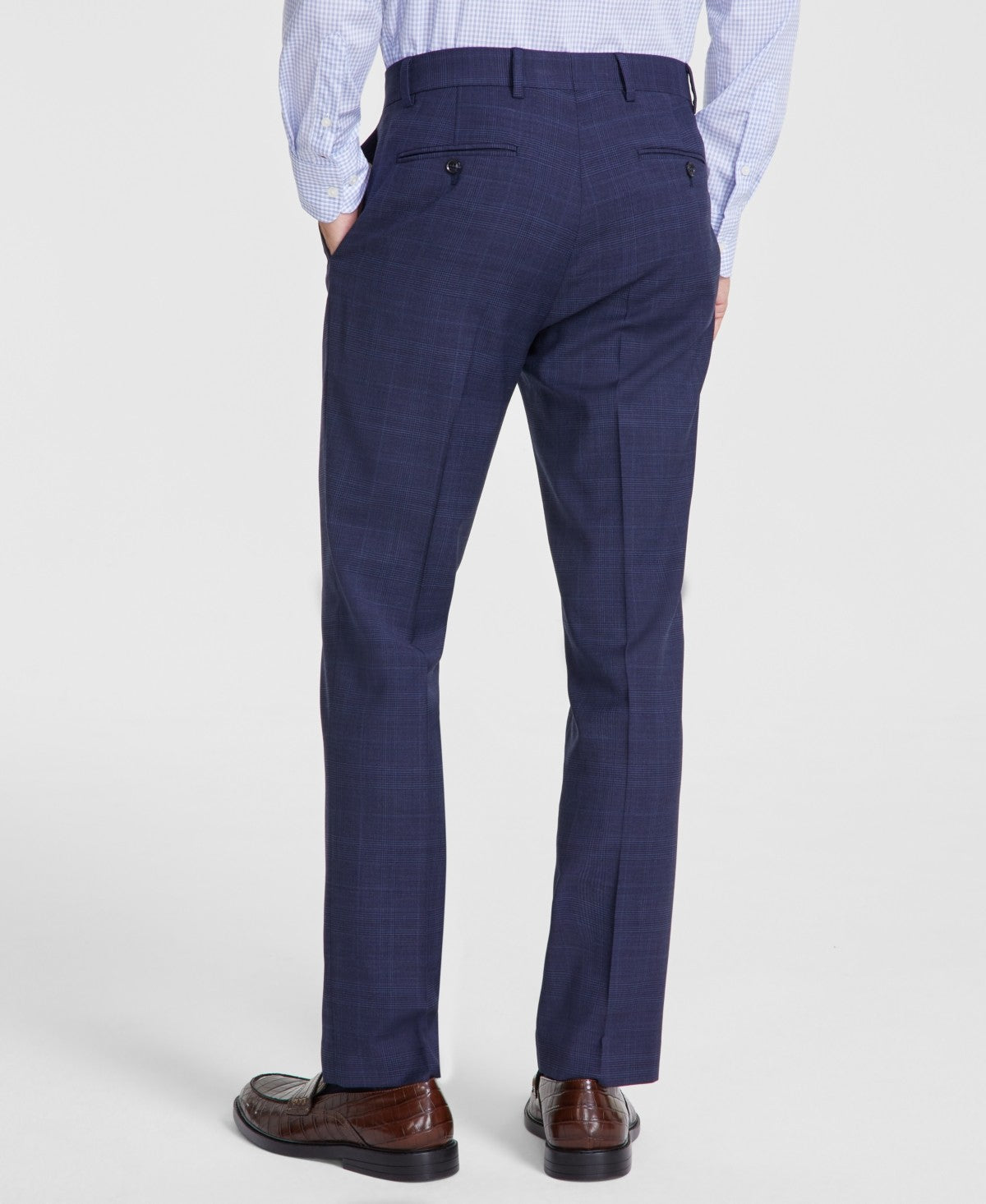 Tommy Hilfiger Mens Modern fit Dress Pants 38 / 30 Navy Blue Plaid Stretch