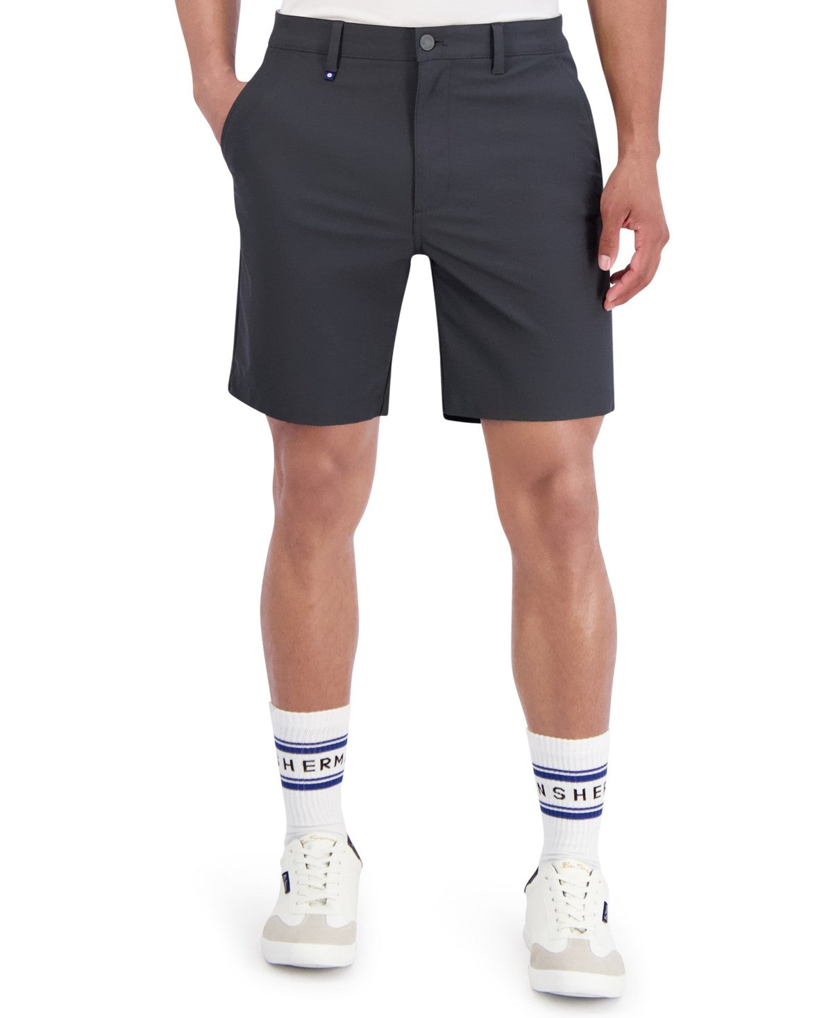 Ben Sherman Mens Regular fit Casual Shorts 36 Grey Solid Stretch