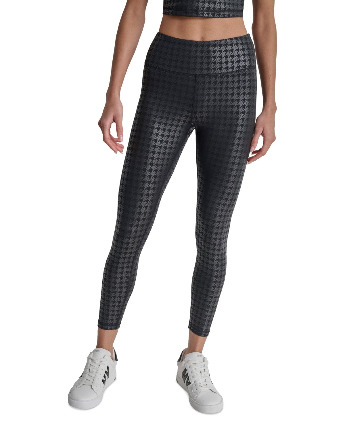 Dkny Womens Regular fit High Rise 78 Tights Leggings Medium Black Herringbone