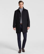 Tommy Hilfiger Men Classic Fit Melange Overcoat Coat 44 R Black