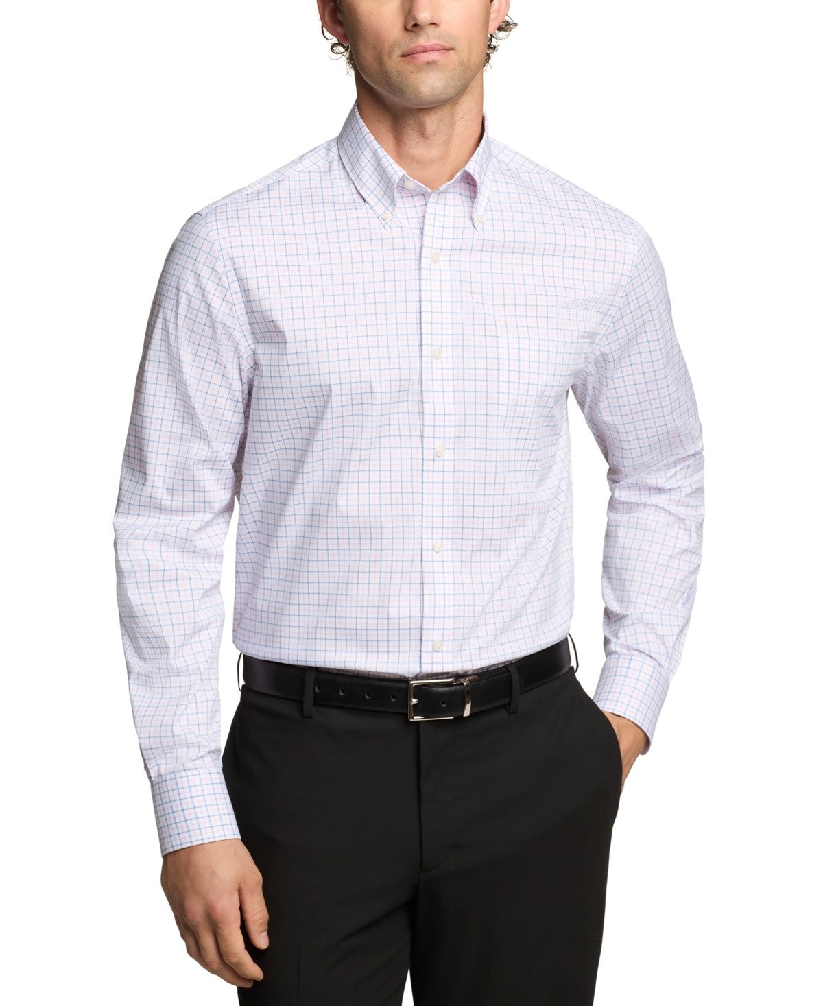 Tommy Hilfiger Men Regular fit Dress Shirt XL 17.5 in 36-37 Pink Plaid