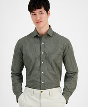 Club Room Mens Regular fit Dress Shirt XL 17.5 in 34-35 Olive Green Check