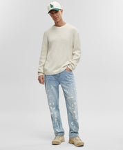 Mode Of One Mens Classic fit Crew Neck Sweater Medium Beige Solid