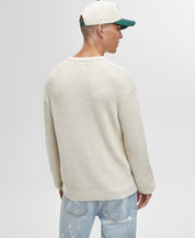 Mode Of One Mens Classic fit Crew Neck Sweater Medium Beige Solid