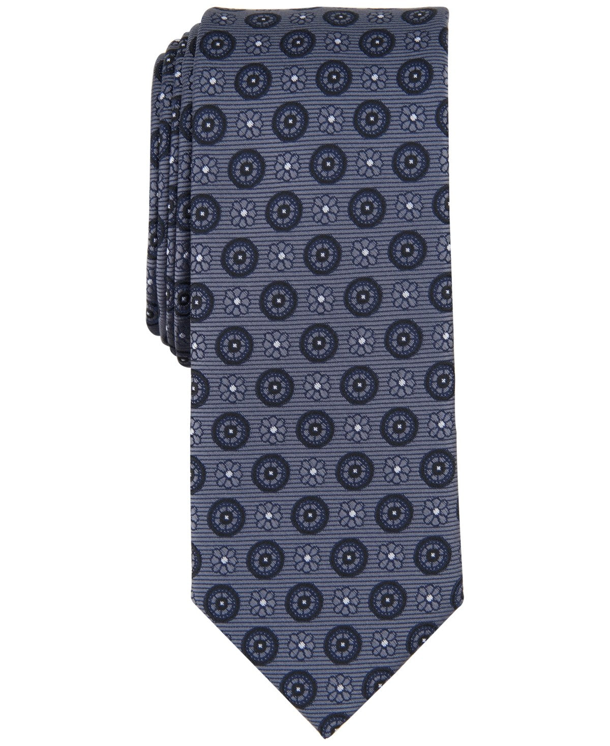 Bar Iii Mens Regular fit Tie Necktie One Size Black Blue Medallion