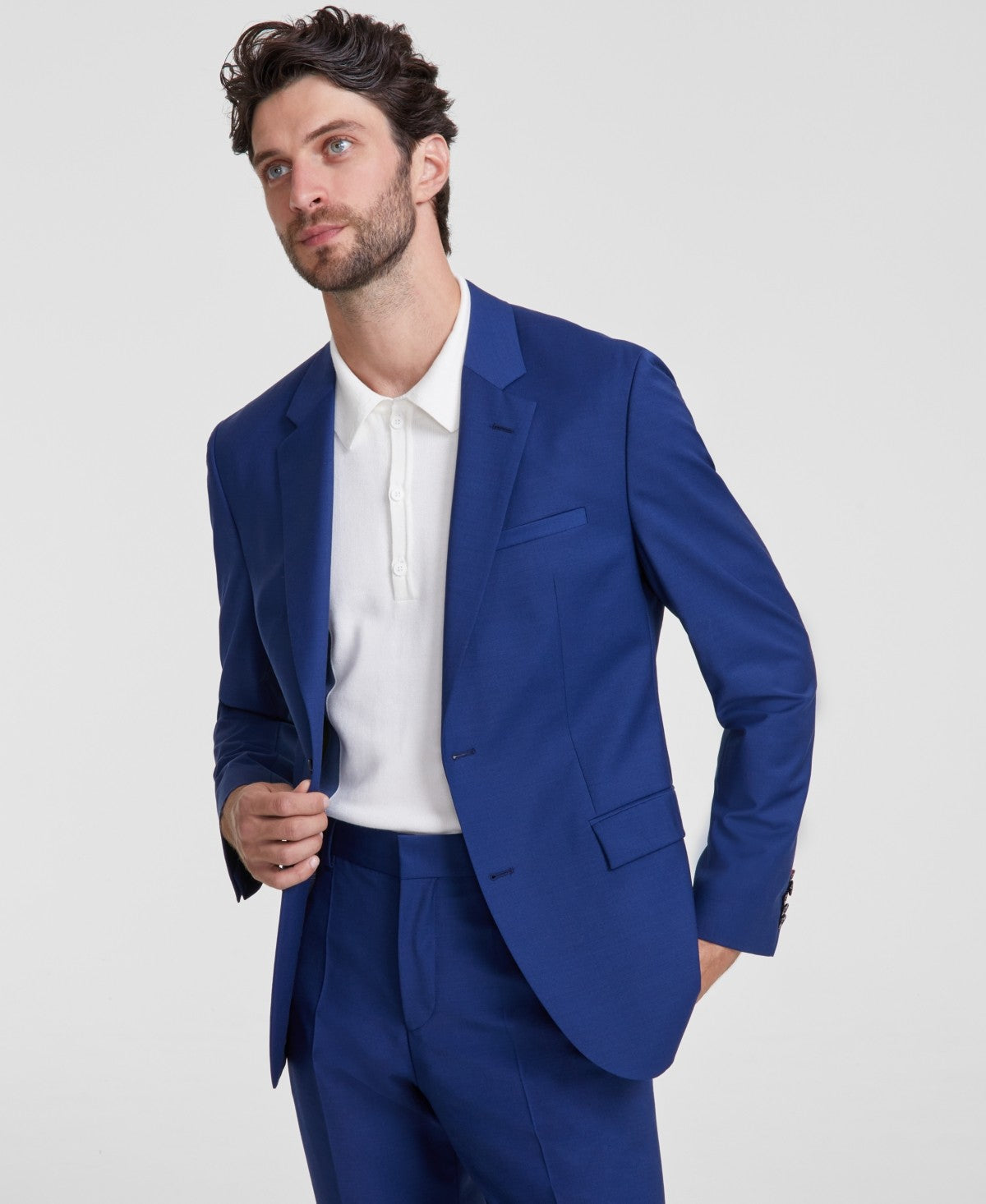 Hugo Boss Mens Modern fit Suit Jacket Blazer 46 R Navy Blue Solid