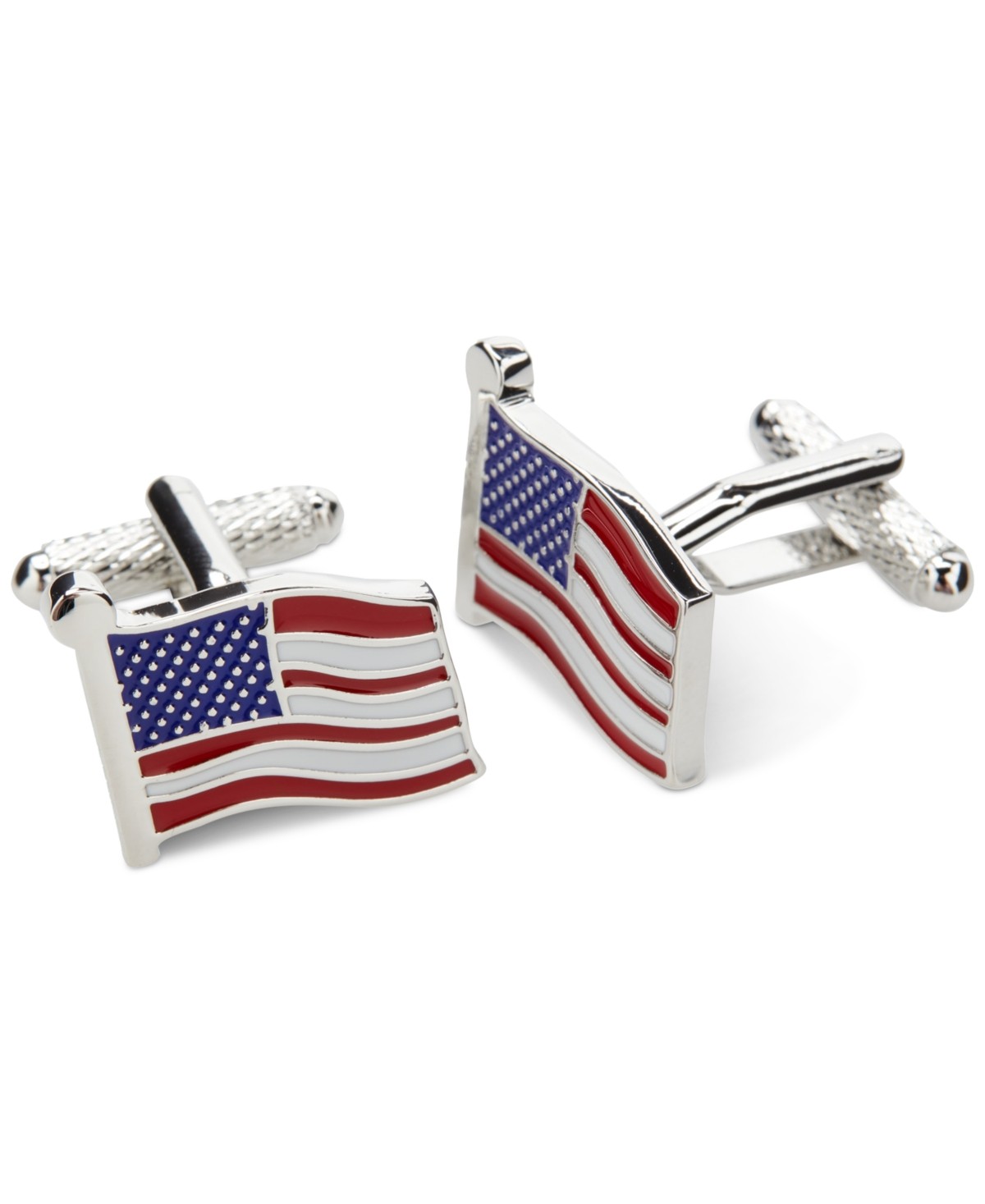Perry Ellis Portfolio Mens American Flag Cufflinks Grey Silver Red White Blue