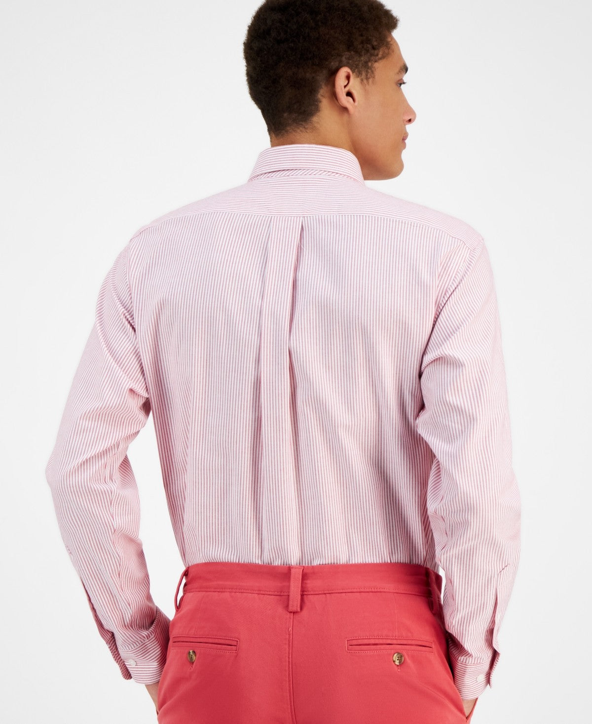 Club Room Mens Regular fit Dress Shirt XL 17 in 34-35 Red Striped