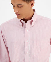 Club Room Mens Regular fit Dress Shirt XL 17 in 34-35 Red Striped