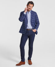 Nautica Mens Modern fit Sport Coat Blazer 48 L Navy Blue Plaid