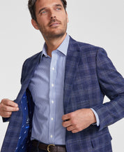 Nautica Mens Modern fit Sport Coat Blazer 48 L Navy Blue Plaid