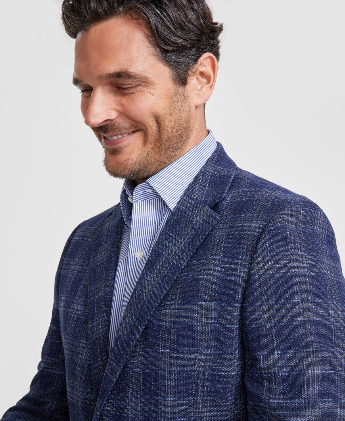 Nautica Mens Modern fit Sport Coat Blazer 48 L Navy Blue Plaid