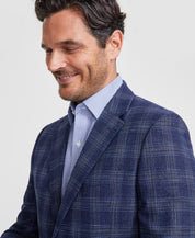 Nautica Mens Modern fit Sport Coat Blazer 48 L Navy Blue Plaid