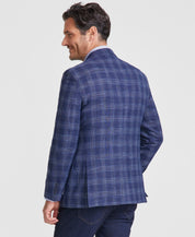 Nautica Mens Modern fit Sport Coat Blazer 48 L Navy Blue Plaid