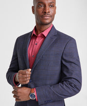 Bar Iii Mens Slim fit Sport Coat Blazer 44 L Blue Beige Plaid