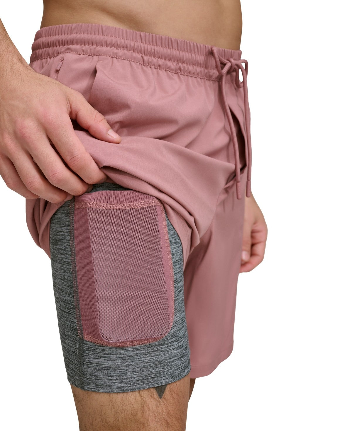 Dkny Mens Regular fit Athletic Shorts XL Pink Solid Stretch