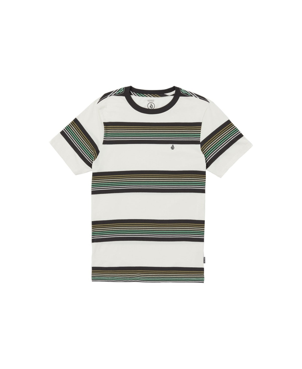 Volcom Mens Modern fit Short Sleeve T-Shirt Shirt Large White Green Striped
