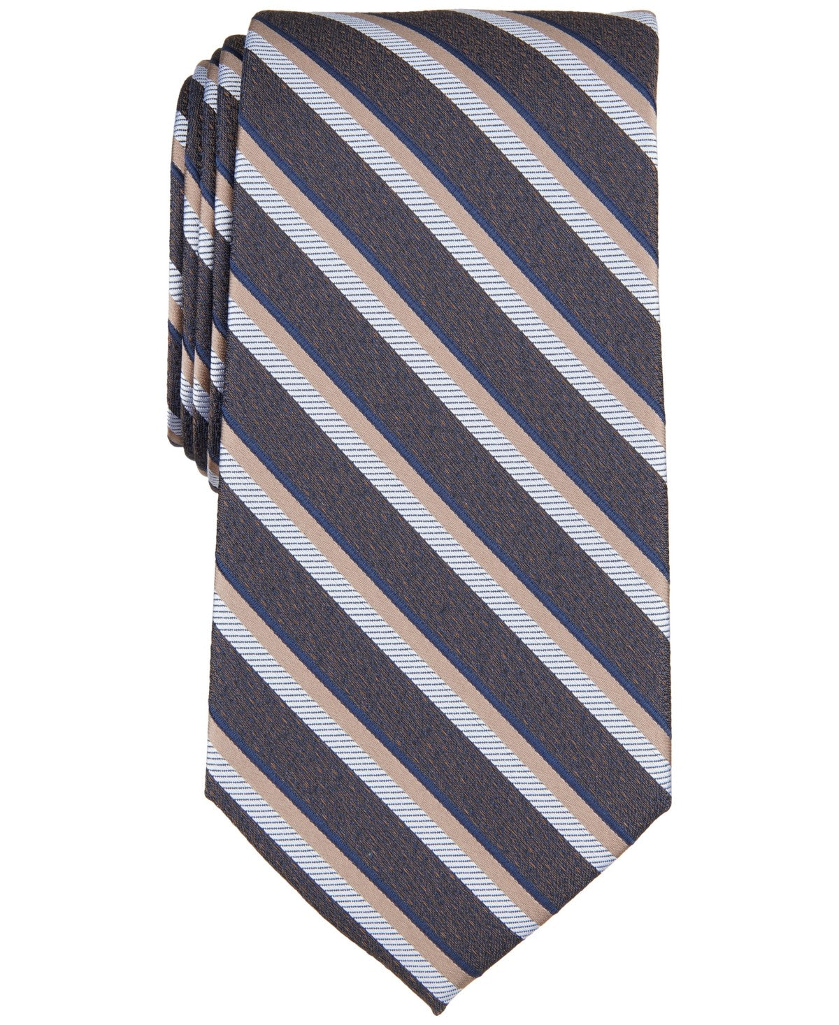 Perry Ellis Mens Arnett Classic Stripe Neck Tie Brown Beige