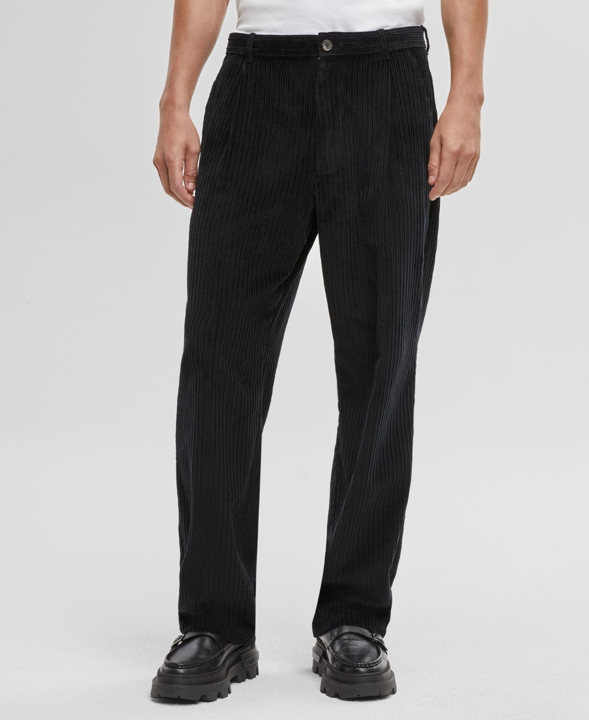Mode Of One Mens Relaxed fit Casual Corduroy Pants 33 /  32 Black Solid