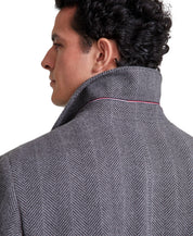 Tommy Hilfiger Men's Herringbone Charcoal Overcoat Coat 36 R Grey