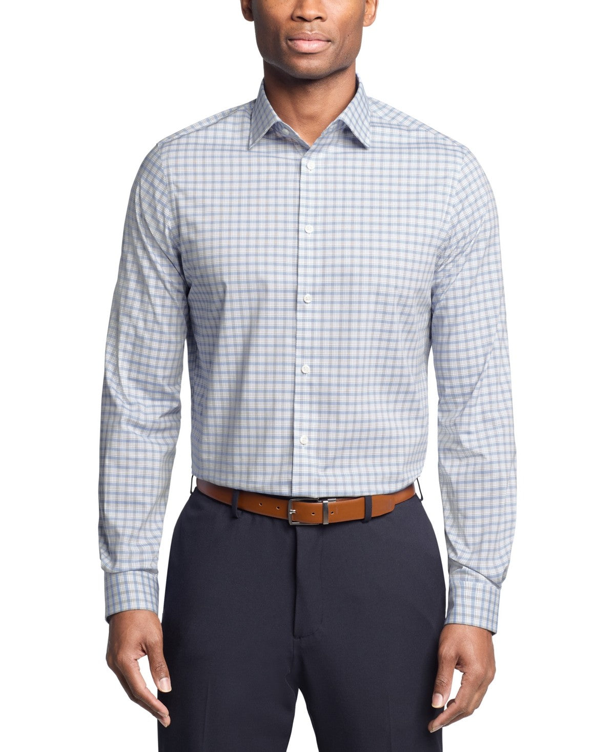 Michael Kors Mens Regular fit Dress Shirt Medium 15.5 in 34-35 Grey Plaid