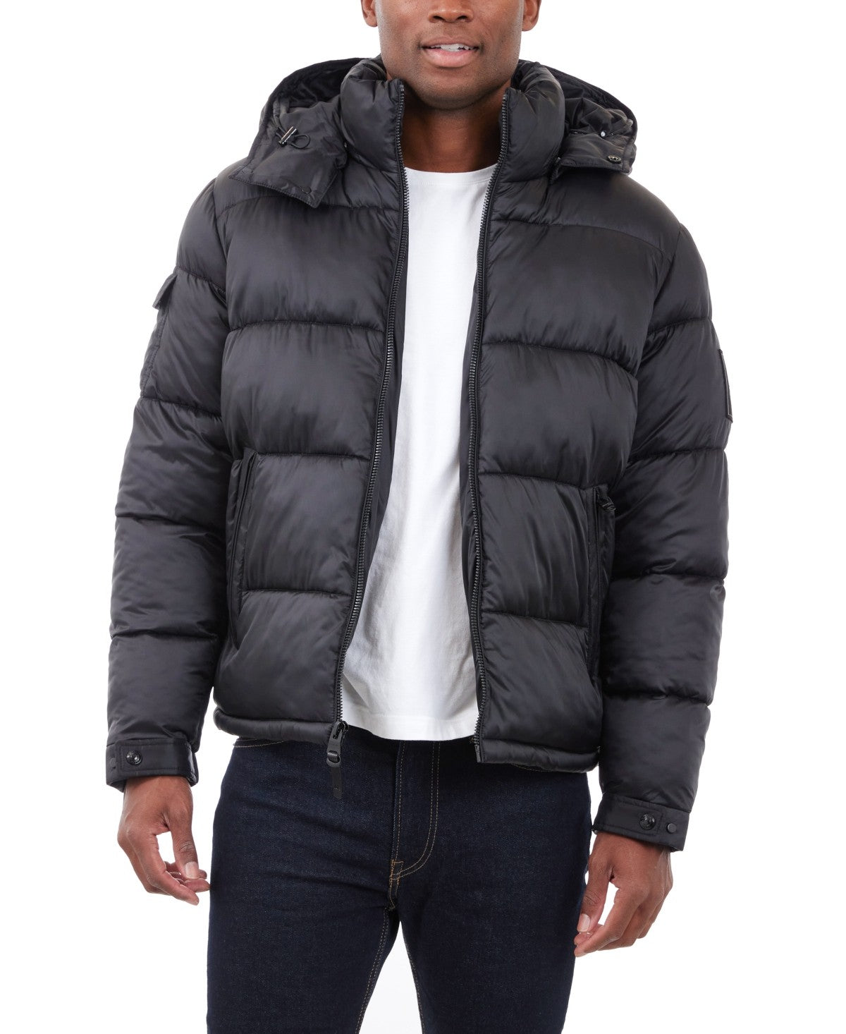 Michael Kors Mens Puffer Jacket Coat Small Black Full Zip