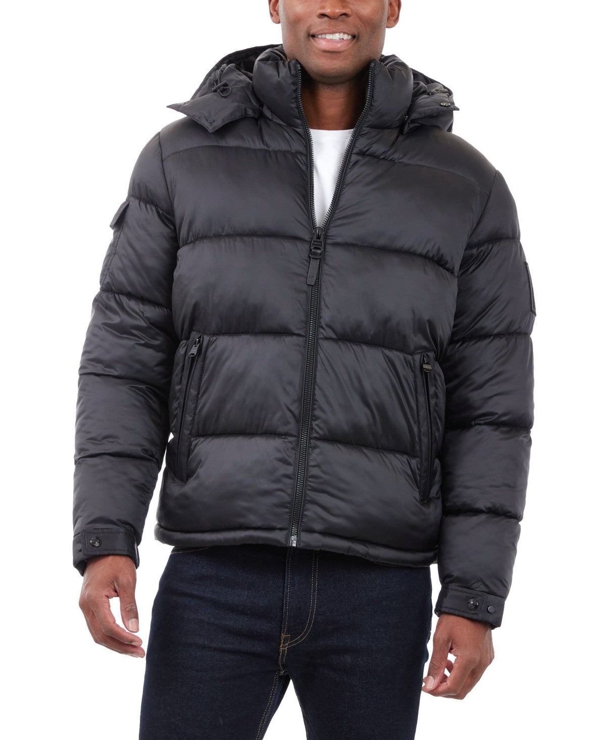 Michael Kors Mens Puffer Jacket Coat Small Black Full Zip