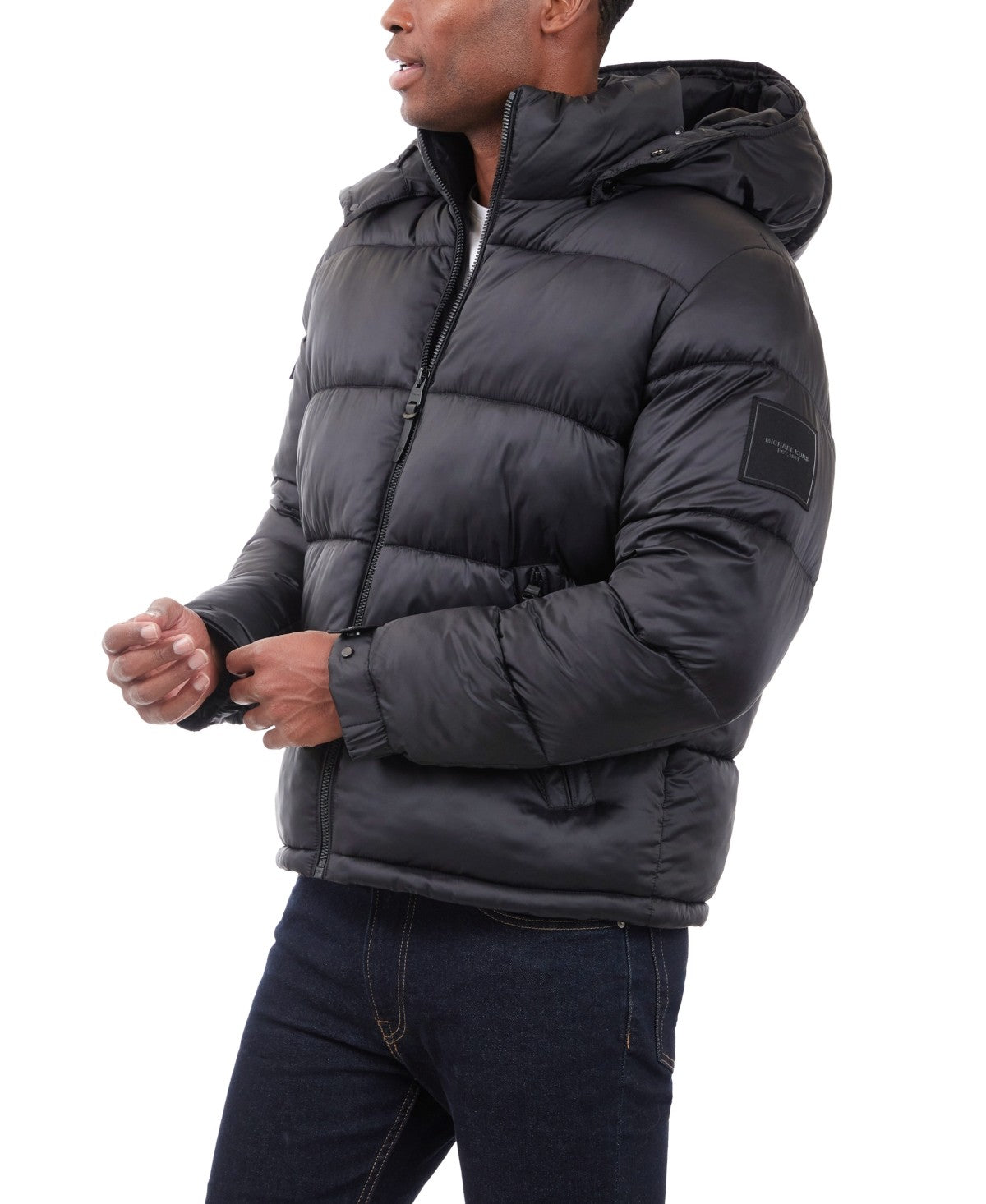 Michael Kors Mens Puffer Jacket Coat Small Black Full Zip