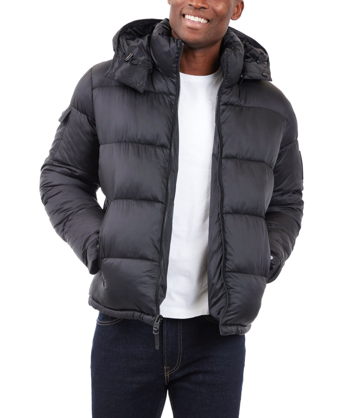 Michael Kors Mens Puffer Jacket Coat Small Black Full Zip