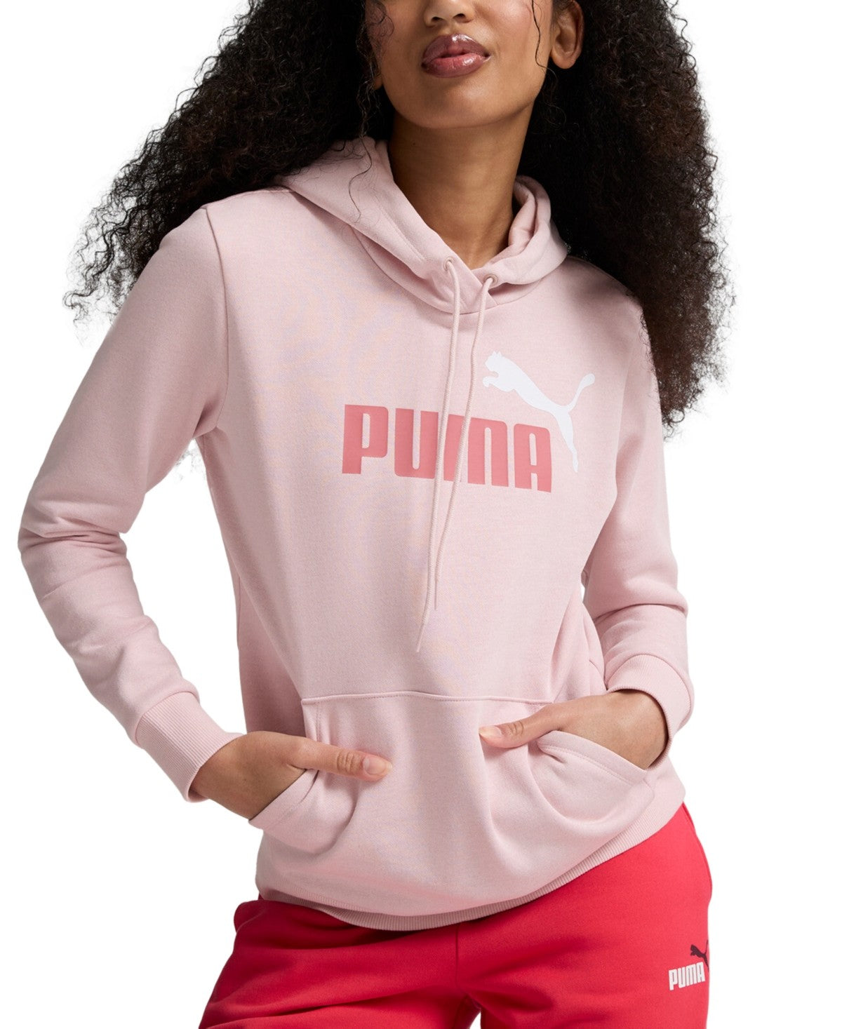 Puma Women Regular fit Long Sleeve Hoodie Sweatshirt Medium Pink Solid