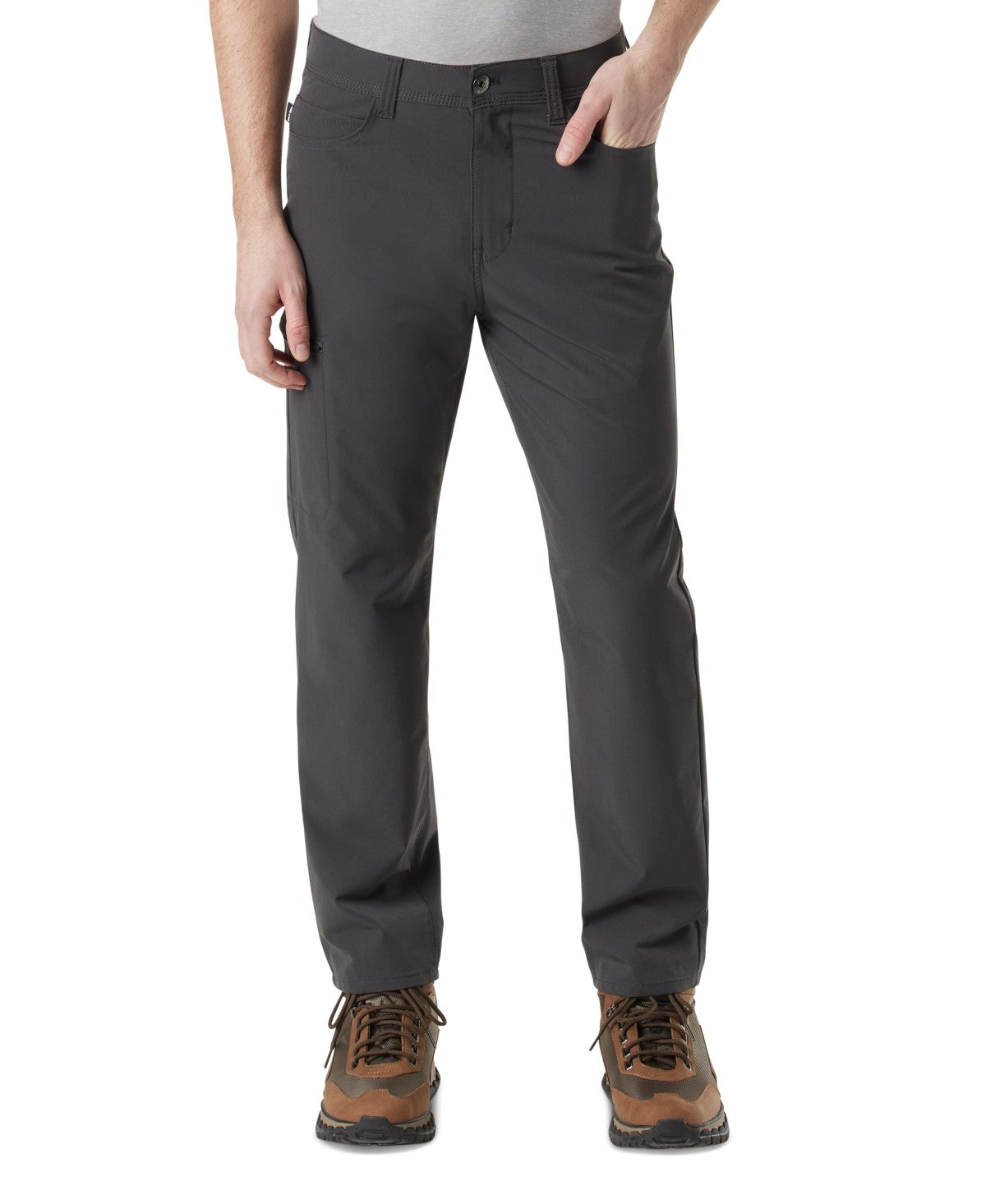 BASS OUTDOOR Mens Regular fit Casual Pants 30 / 30 Dark Grey Solid Stretch