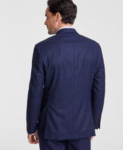 Michael Kors Mens Classic Wool Suit Jacket Blazer 40 S Navy Blue Plaid Stretch
