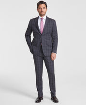 Dkny Mens Modern fit 2 Piece Suit 42 L / 35 Waist Grey Plaid Stretch