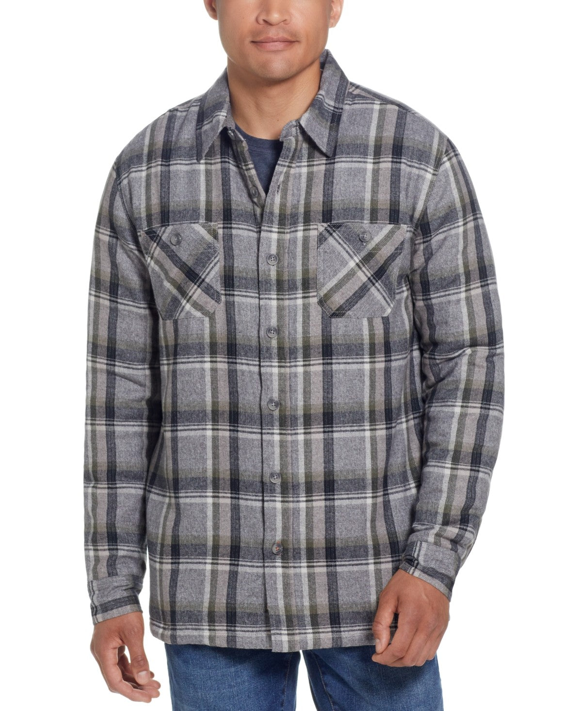 Weatherproof Vintage Mens Regular fit Long Sleeve Shacket Shirt Large Blue