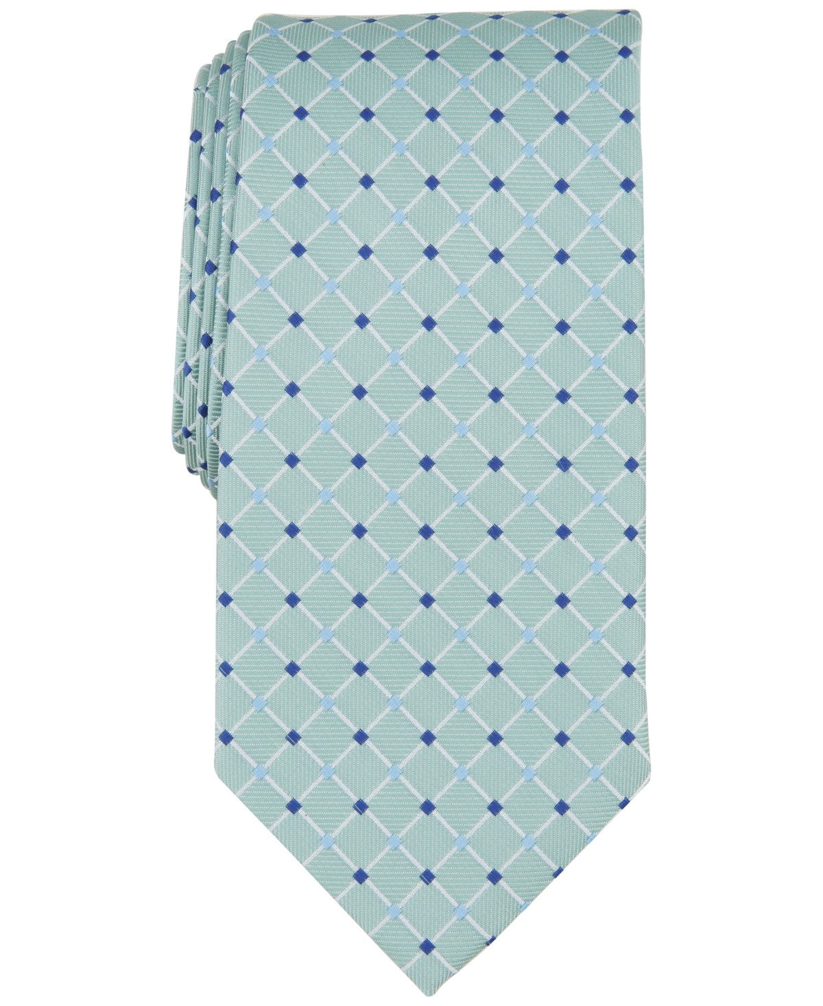 Club Room Mens Classic Grid Neck Tie Green Mint Blue