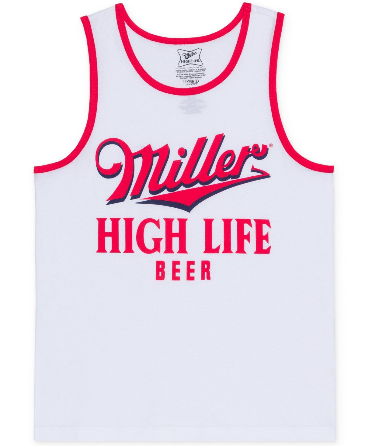 Hybrid Mens Regular fit Sleeveless Graphic  Tank Top Shirt Medium White Solid